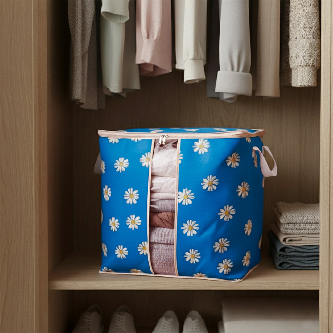 120 & 110 GSM Non Woven Storage Bag In Floral Print (Blue)