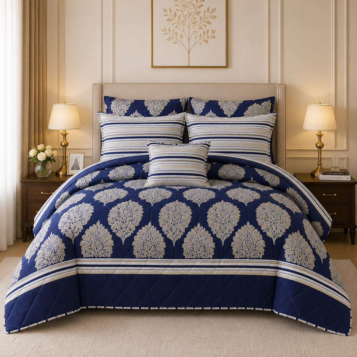 Premium Summer King Size Comforter Set - 7-Piece A27