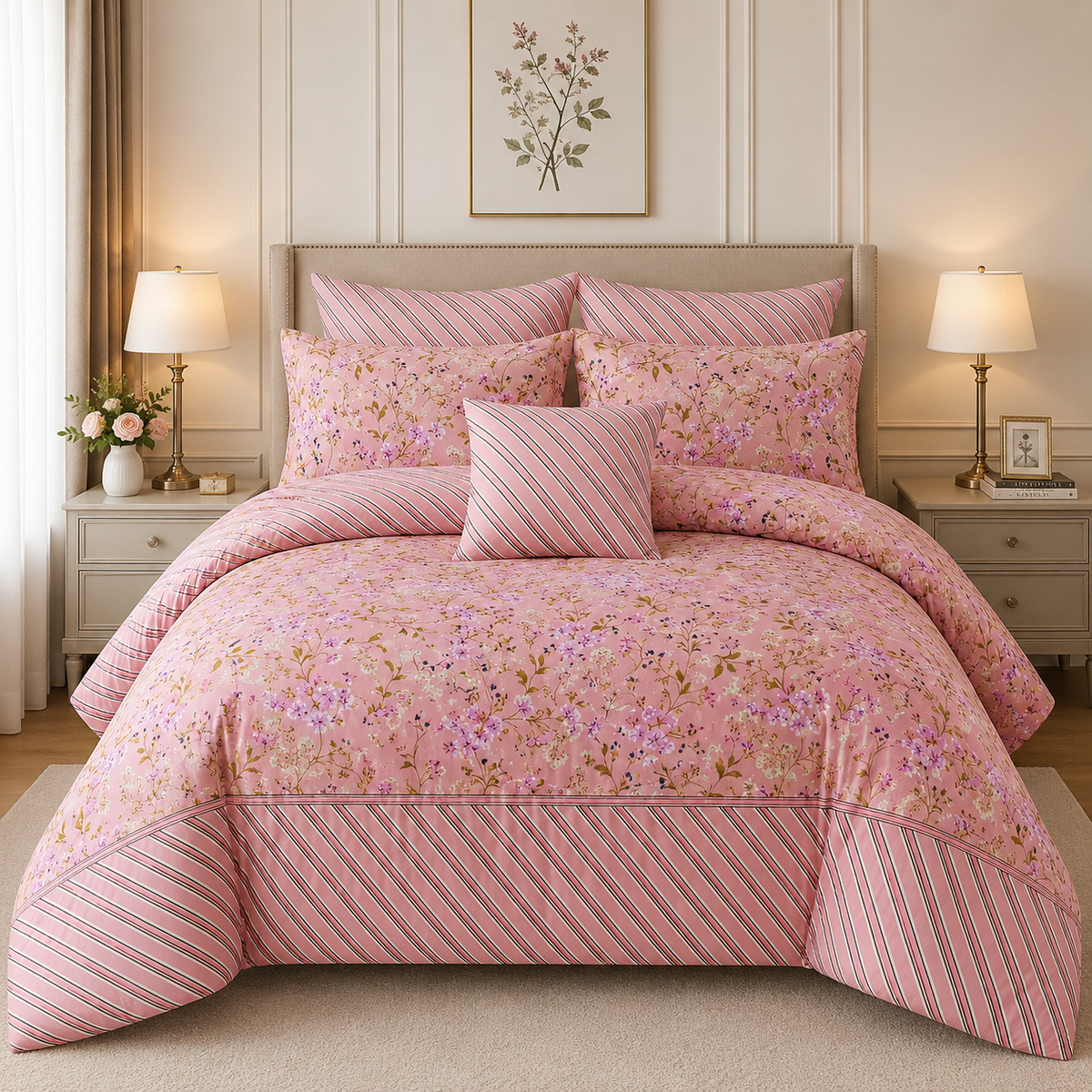 Premium Summer King Size Comforter Set - 7-Piece A32