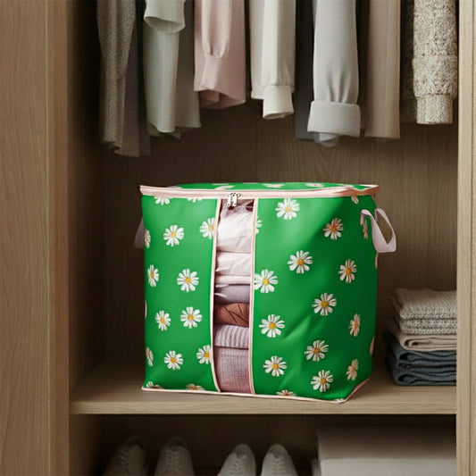 120 & 110 GSM Non Woven Storage Bag In Floral Print (Green)