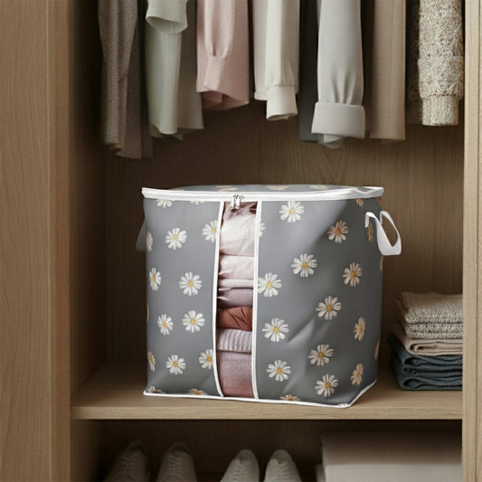 120 & 110 GSM Non Woven Storage Bag In Floral Print (Grey)