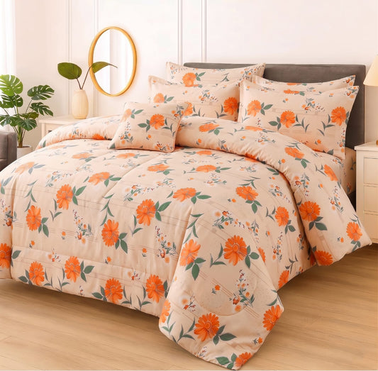 Premium Summer King Size Soft Cotton Comforter Set - 7-Piece